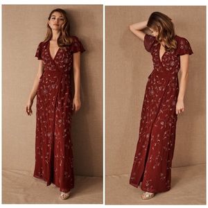 New Anthropologie BHLDN Red Plymouth Wrap Dress